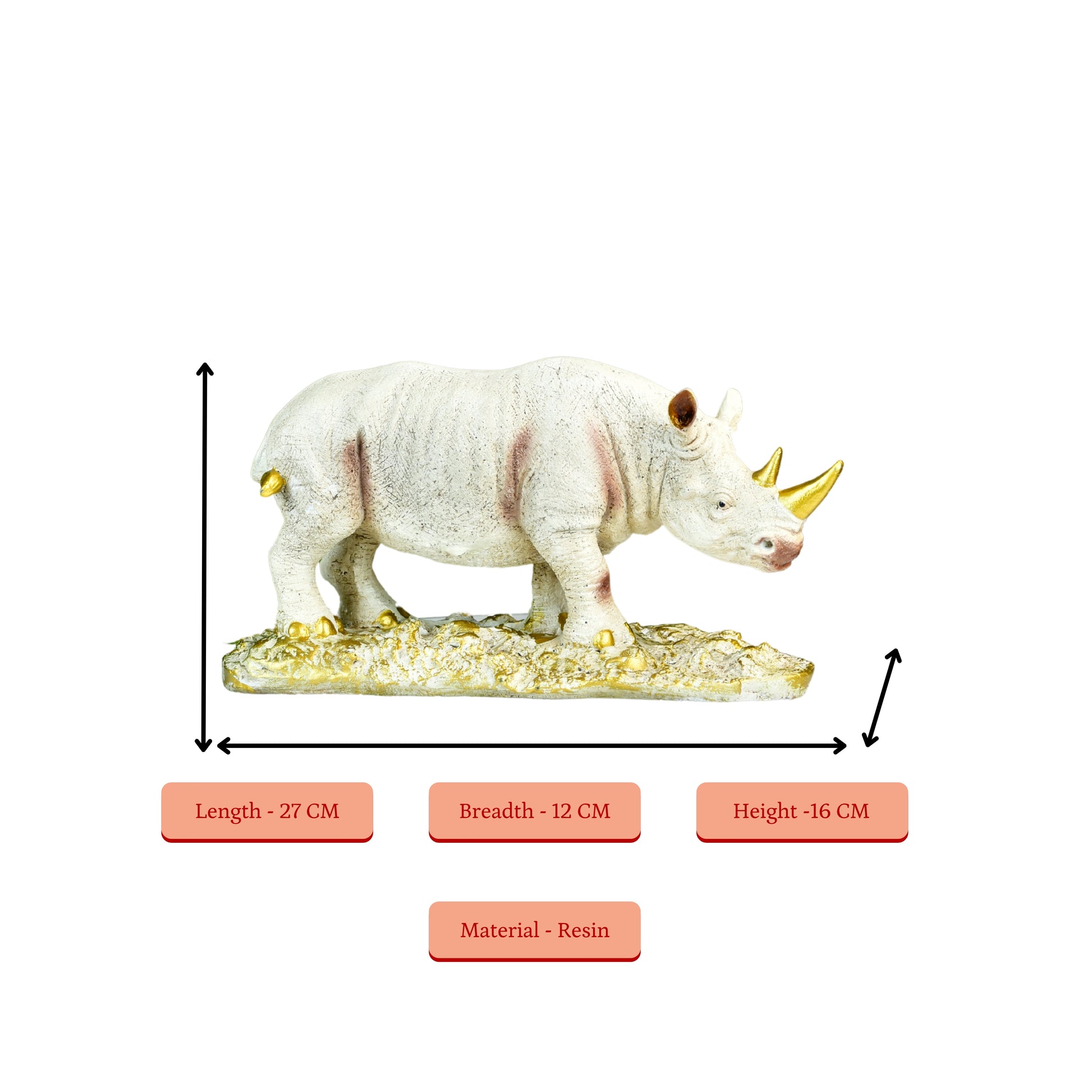 Sowpeace Resin White Rhino Decor
