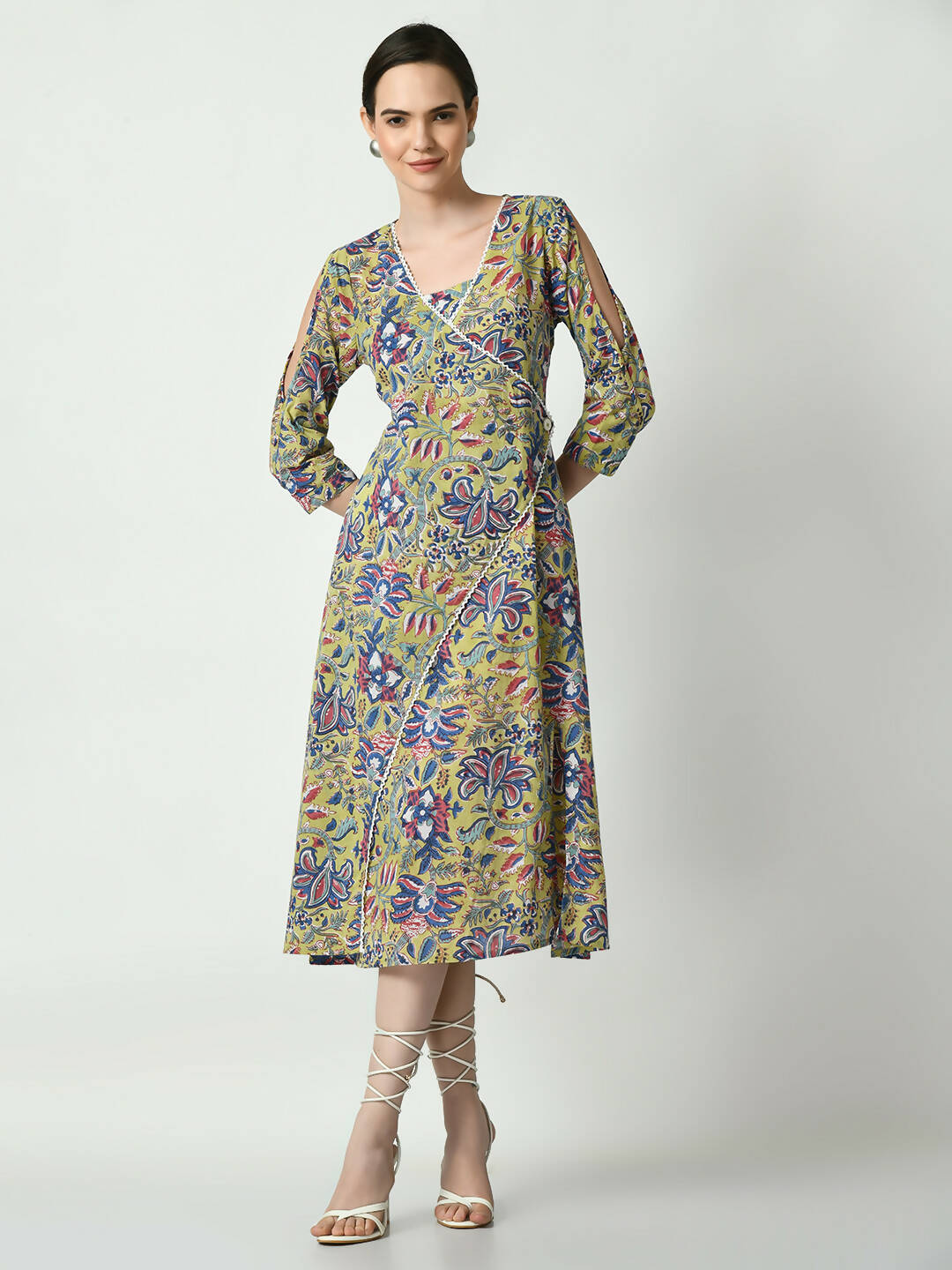 Myshka Women's Multi Floral Printed A-Line Dress