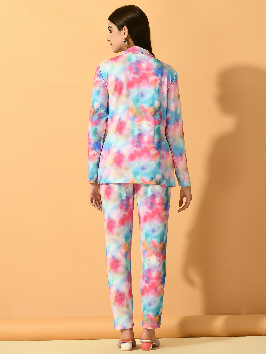 Myshka Women's Multi Printed Coat With Trousers 