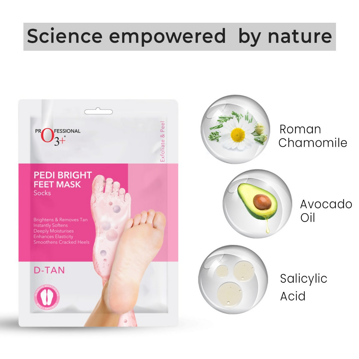 Professional O3+ Pedi Bright Foot Socks Cream Mask 
