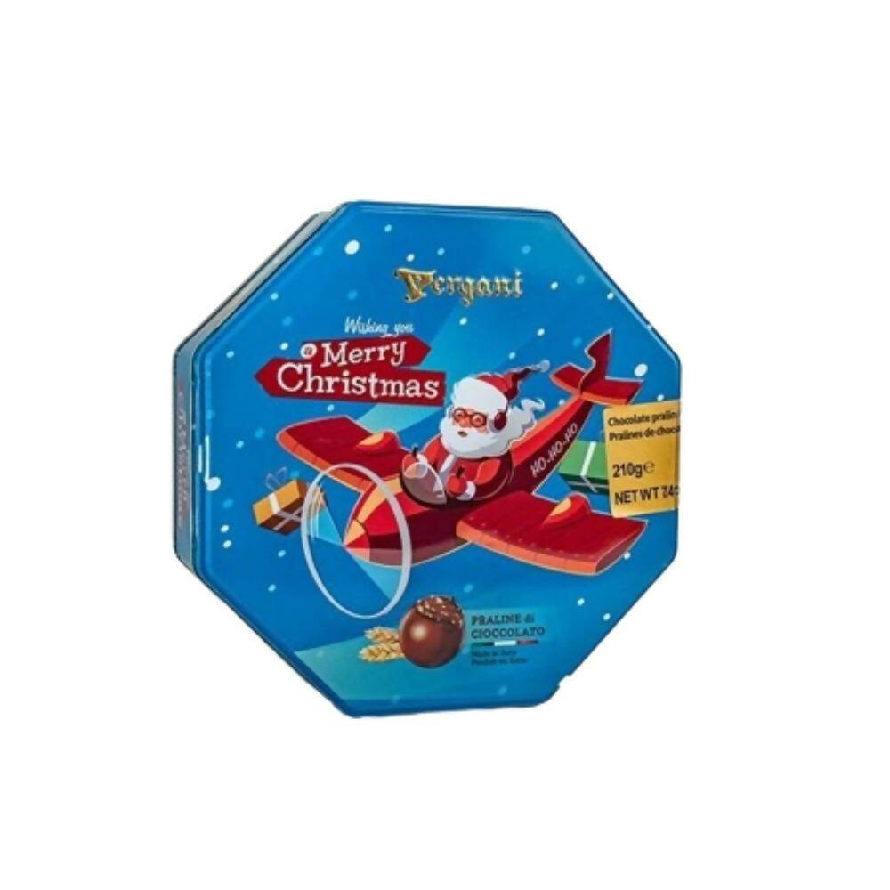 Ajfan Milk Chocolate Hazelnut Pralines in Flying Santa Gift Tin 