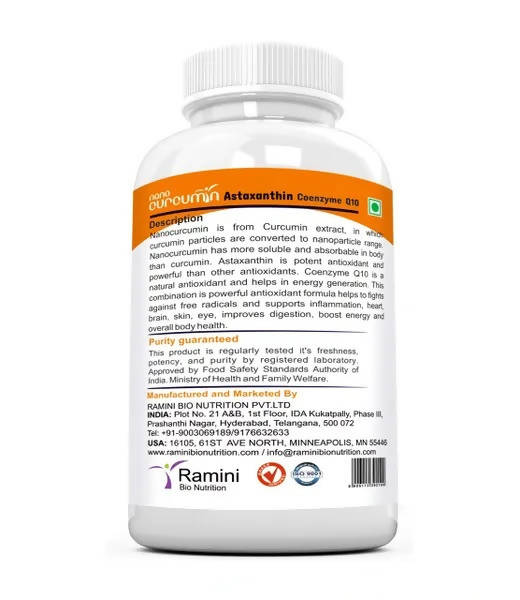 Ramini Bio Nutrition Nano Curcumin With Astaxanthin Veg Capsules - Grab2buy