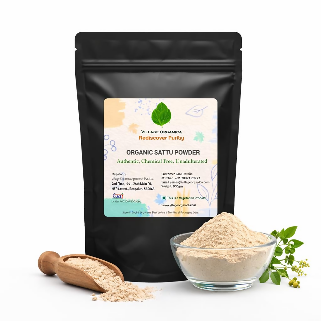 Village-Organica Sattu Powder Hand-Pounded Black Chana Flour  Grab2Buy Village-Organica Grab2Buy