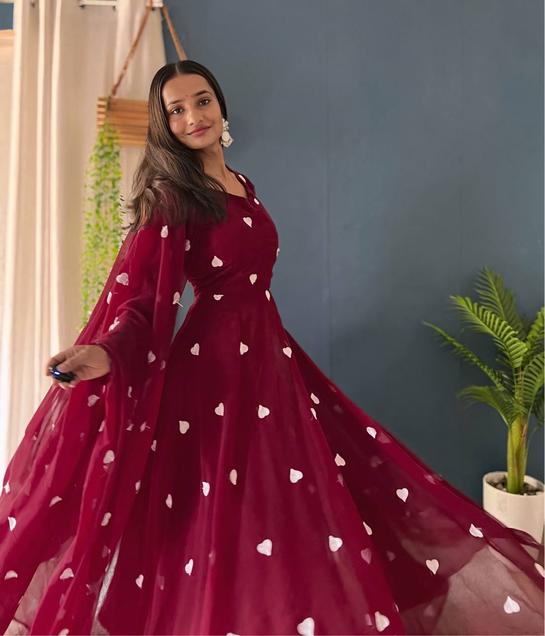 Teeya Creation Rani Color Faux Georgette Heavy Embroidery Work Fully Stitched Gown
