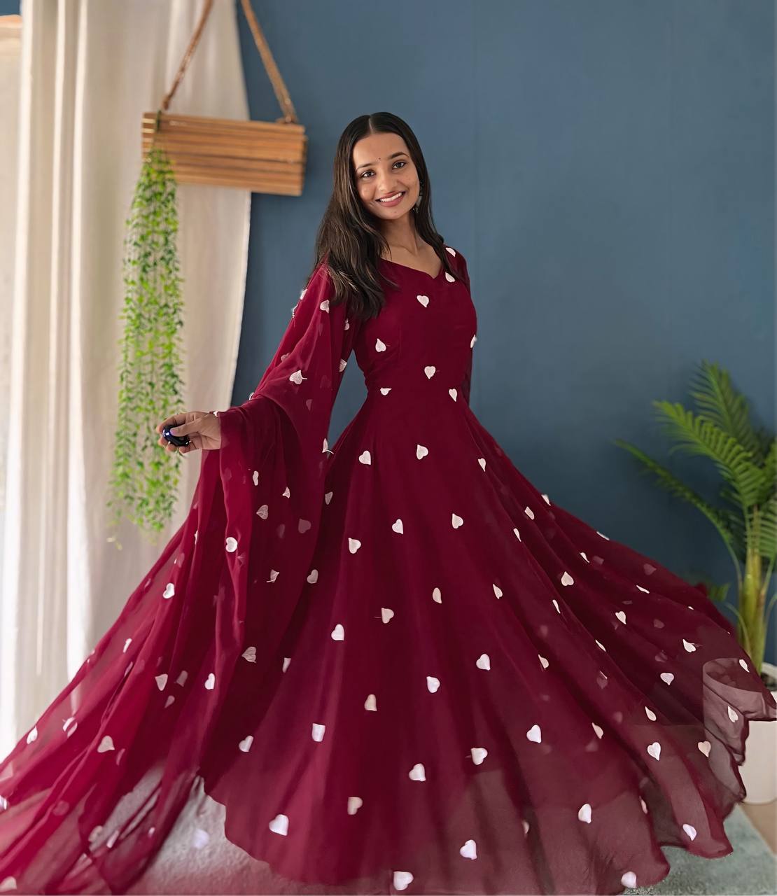 Teeya Creation Rani Color Faux Georgette Heavy Embroidery Work Fully Stitched Gown