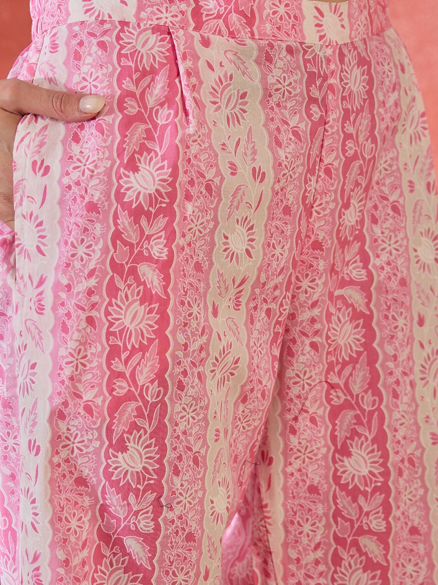 Joban Fashion Printed Pink Pure Cotton Kurta Set