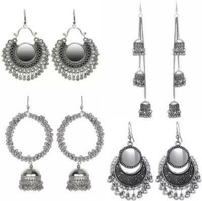 Silver-Plated Alloy Oxidised 4 Earrings Combo - The Pari - Grab2buy