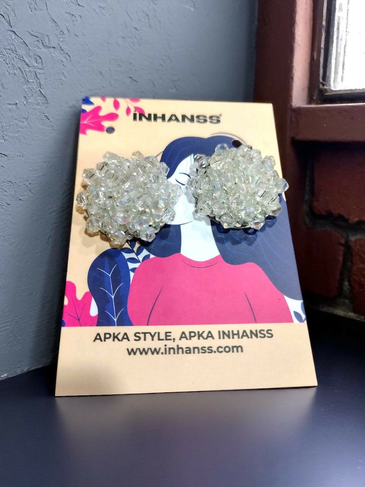 Inhanns Small Statement Studs Earrings - White