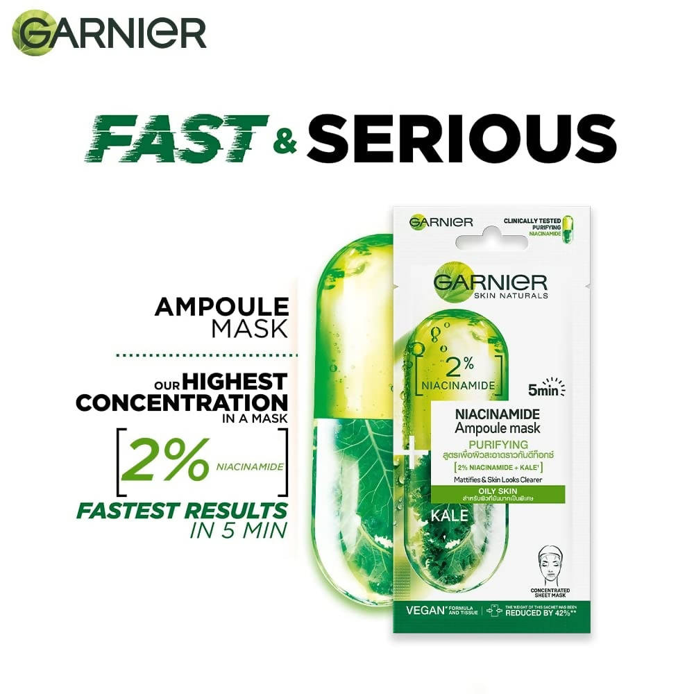 Garnier Niacinamide Serum Ampoule Kale Face Sheet Mask 