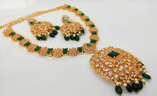 Uncut & Emerald Designer Necklace Set - Grab2buy