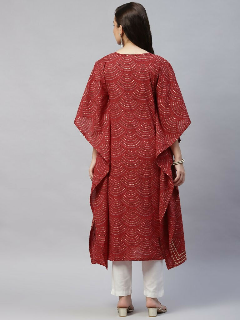 Miravan Women's Cotton Festive Wear Kaftan Style Kurta