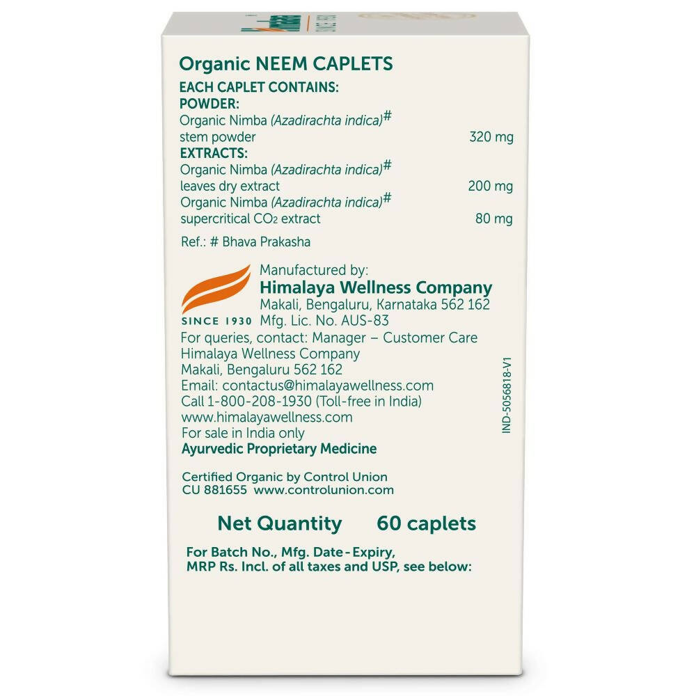 Himalaya Herbals Organic Neem Caplets | Ayurvedic Blood Purifier & Skin Wellness 