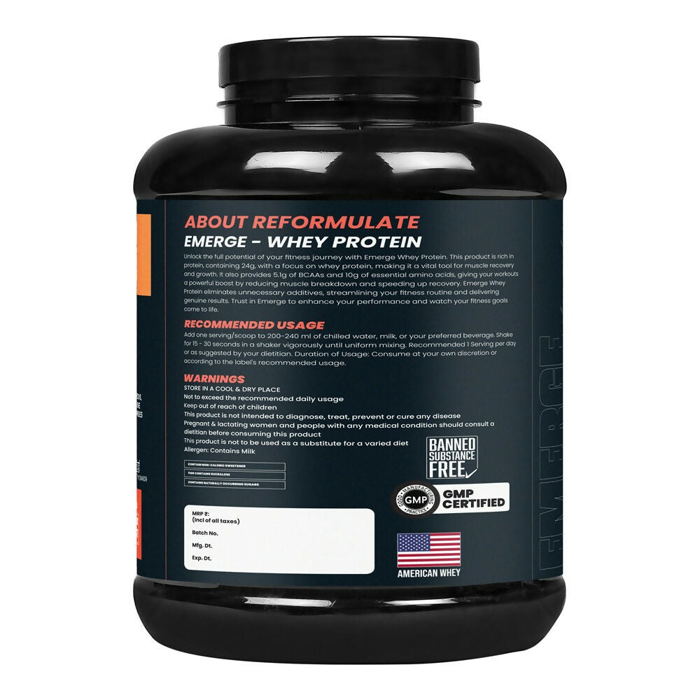 Reformulate Emerge I Whey Protein I Your Daily Meal Replacement Formula I 20 G I Protein I 5.1 G Bcaa's I 10 G Eaa's - Malai Kulfi
