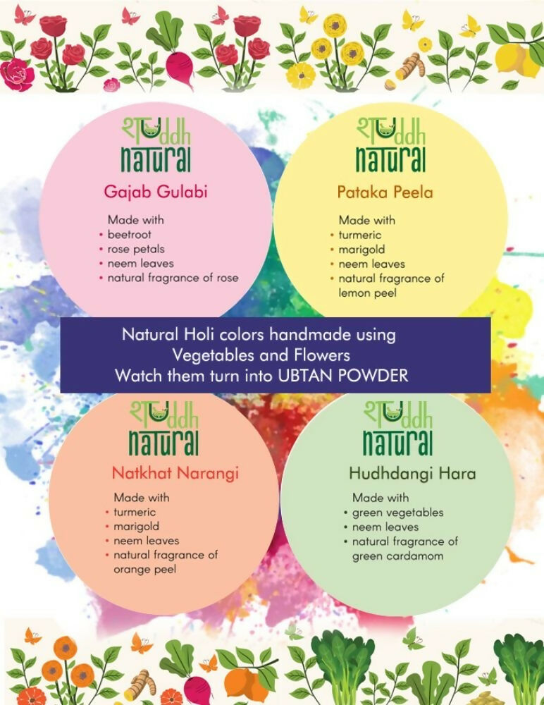 Shuddh Natural Ubtan Based Herbal Gulal and Ayurvedic Thandai Powder | Holi Gift Hamper 