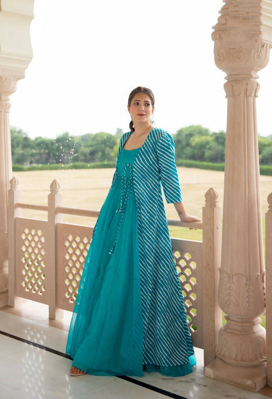 Partywear Designer Digital print Sky Pure Georgette Gown - Anbazaar - Grab2buy