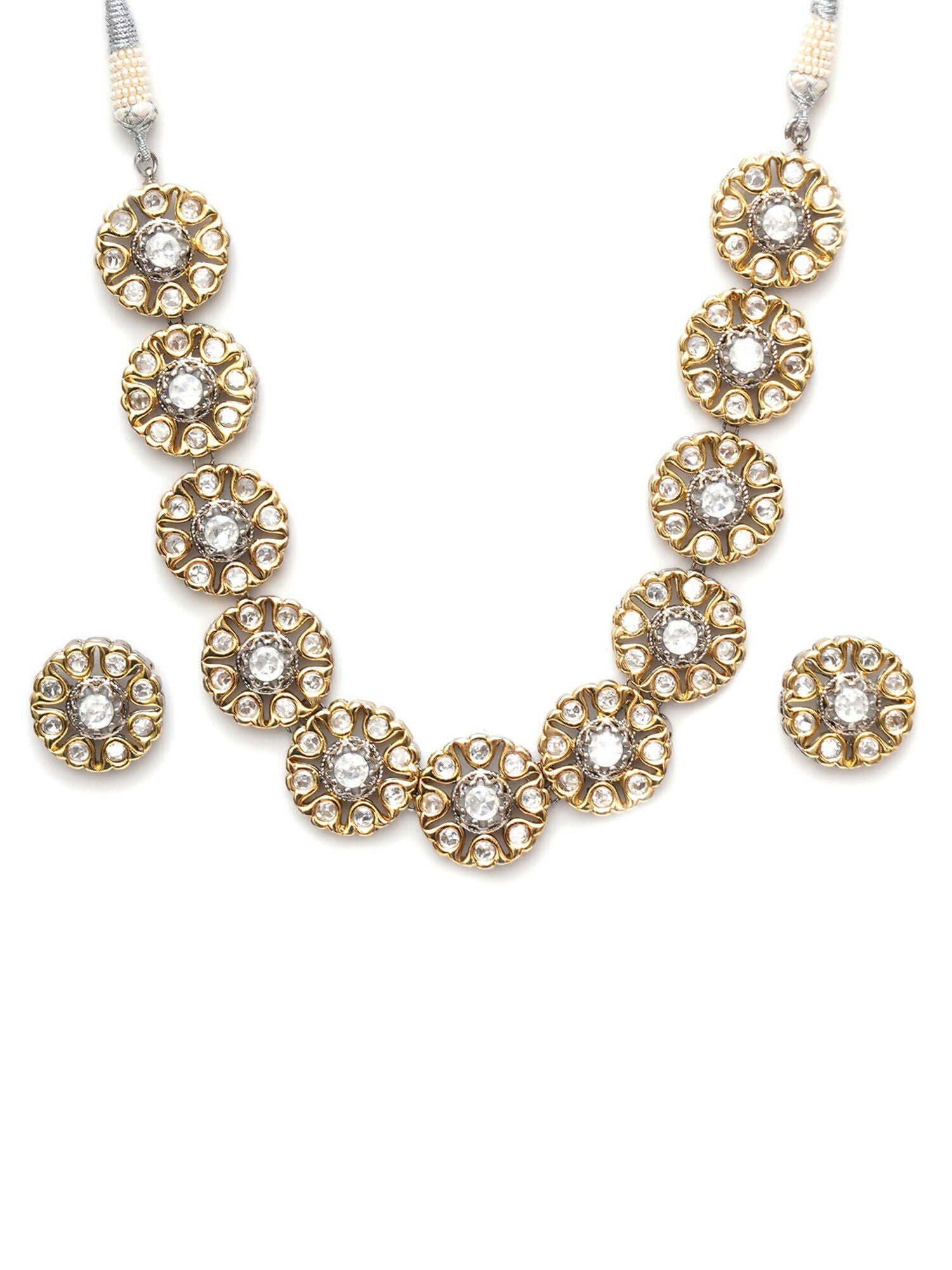 Kundan Choker with Studs Jewellery Set (silver) - Ruby Raang - Grab2buy
