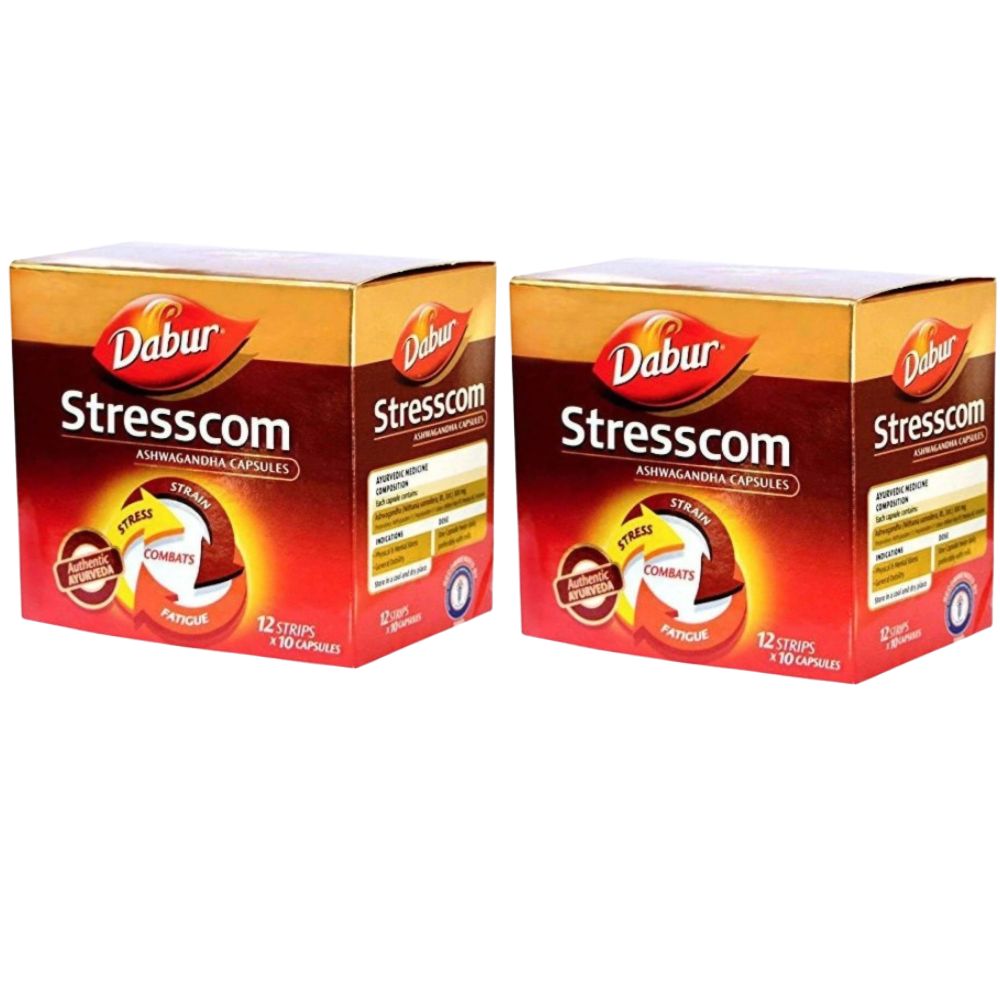 Dabur Stresscom Ashwagandha 12 Strips X 10 Capsules  Grab2Buy Dabur Grab2Buy