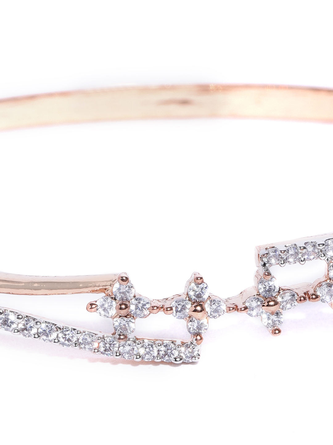 Priyaasi Women Silver Plated Sparkling American Diamond Studded Party Wear Openable Bracelet 