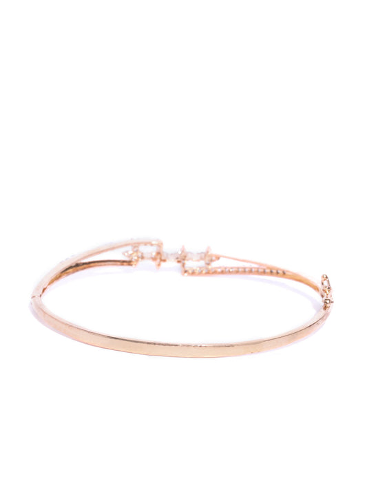 Priyaasi Women Silver Plated Sparkling American Diamond Studded Party Wear Openable Bracelet - Grab2buy