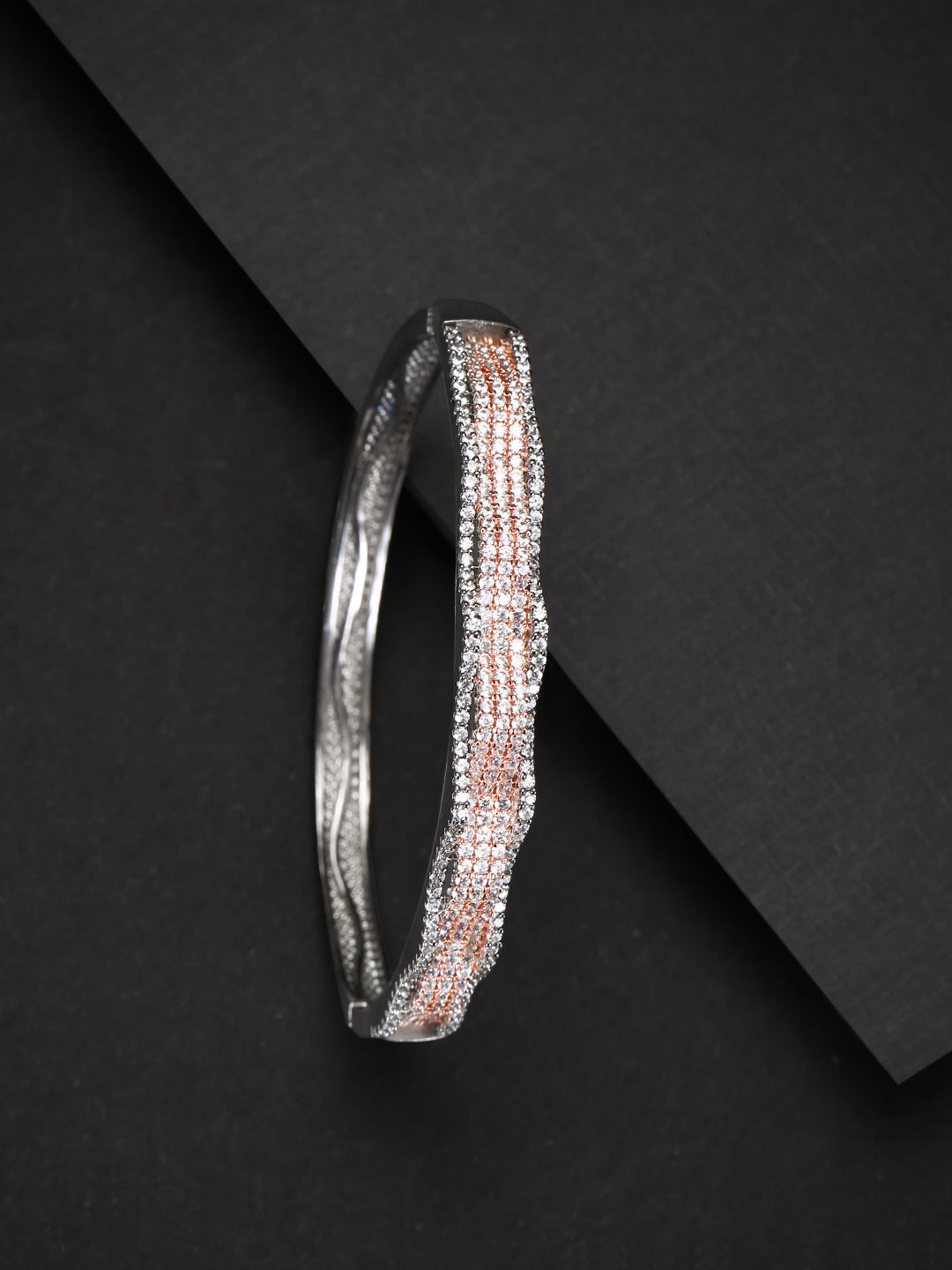 Priyaasi Women Gunmetal-Plated American Diamond Studded Bracelet | Grab2Buy