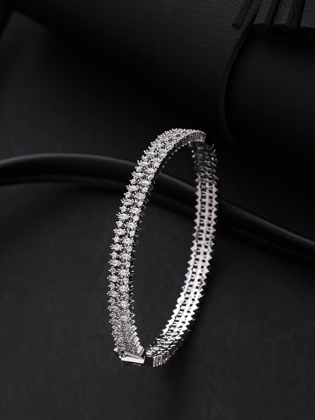 Priyaasi Women Silver-Plated American Diamond Studded Bracelet | Grab2Buy