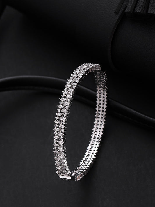 Priyaasi Women Silver-Plated American Diamond Studded Bracelet | Grab2Buy