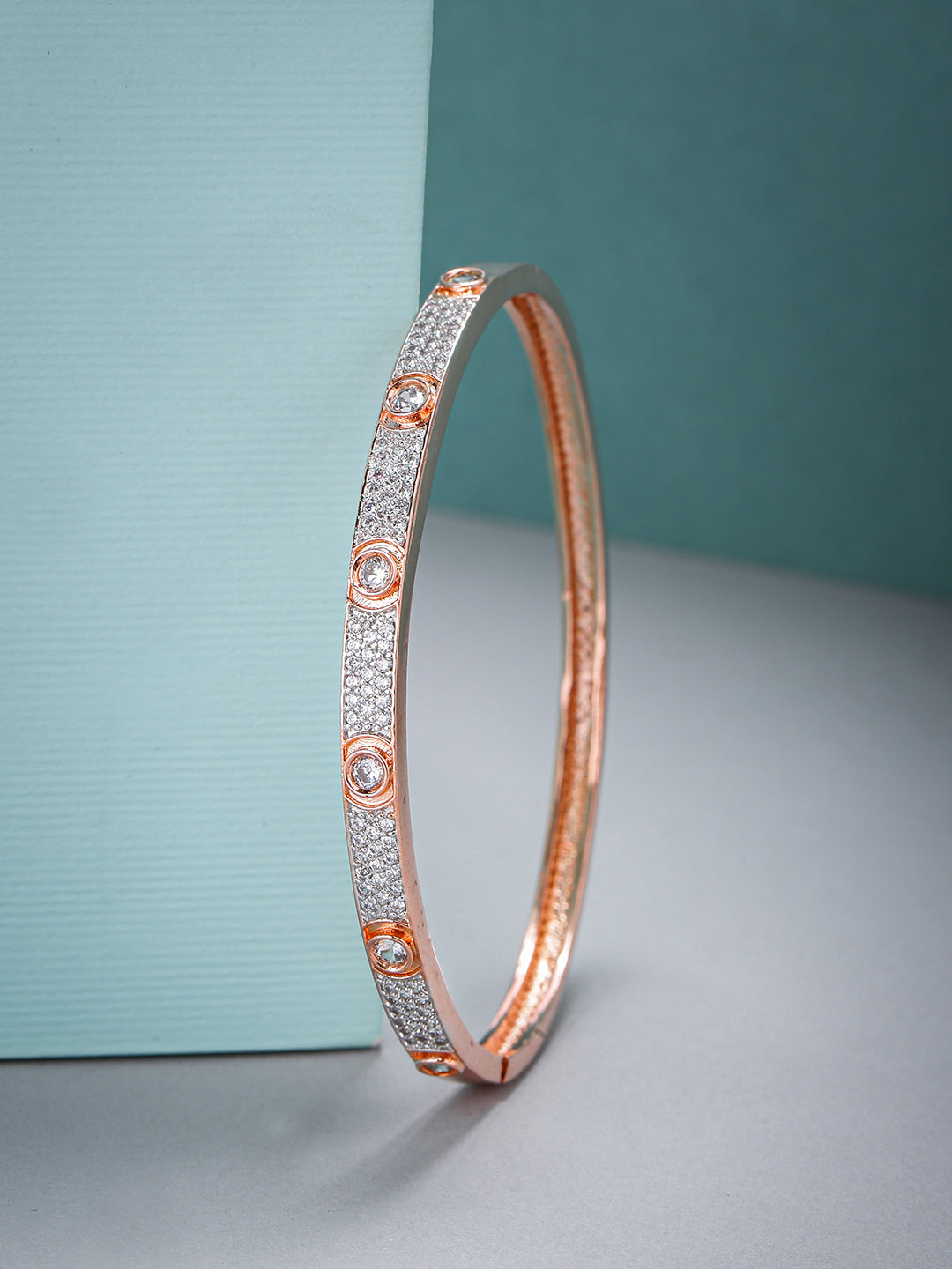 Priyaasi Women Rose Gold-Polished American Diamond Studded Bracelet | Grab2Buy