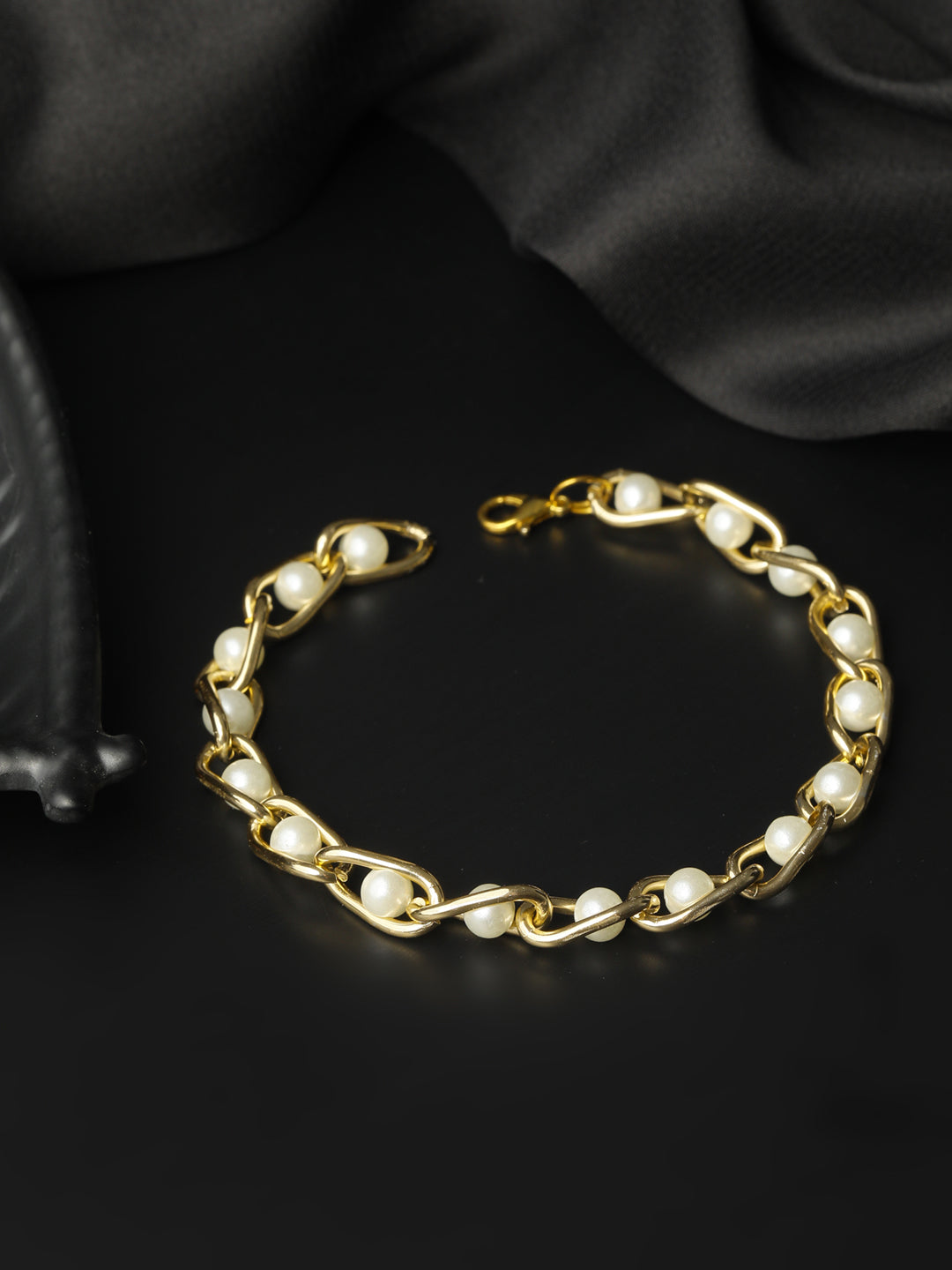 Priyaasi Women Pearl Gold-Polished Linked Bracelet | Grab2Buy