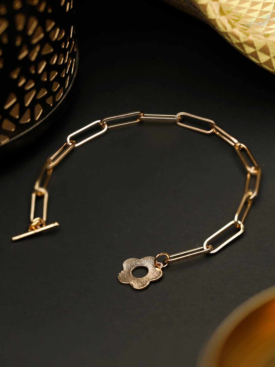 Priyaasi Women Rose Gold-Polished Floral Link Bracelet | Grab2Buy