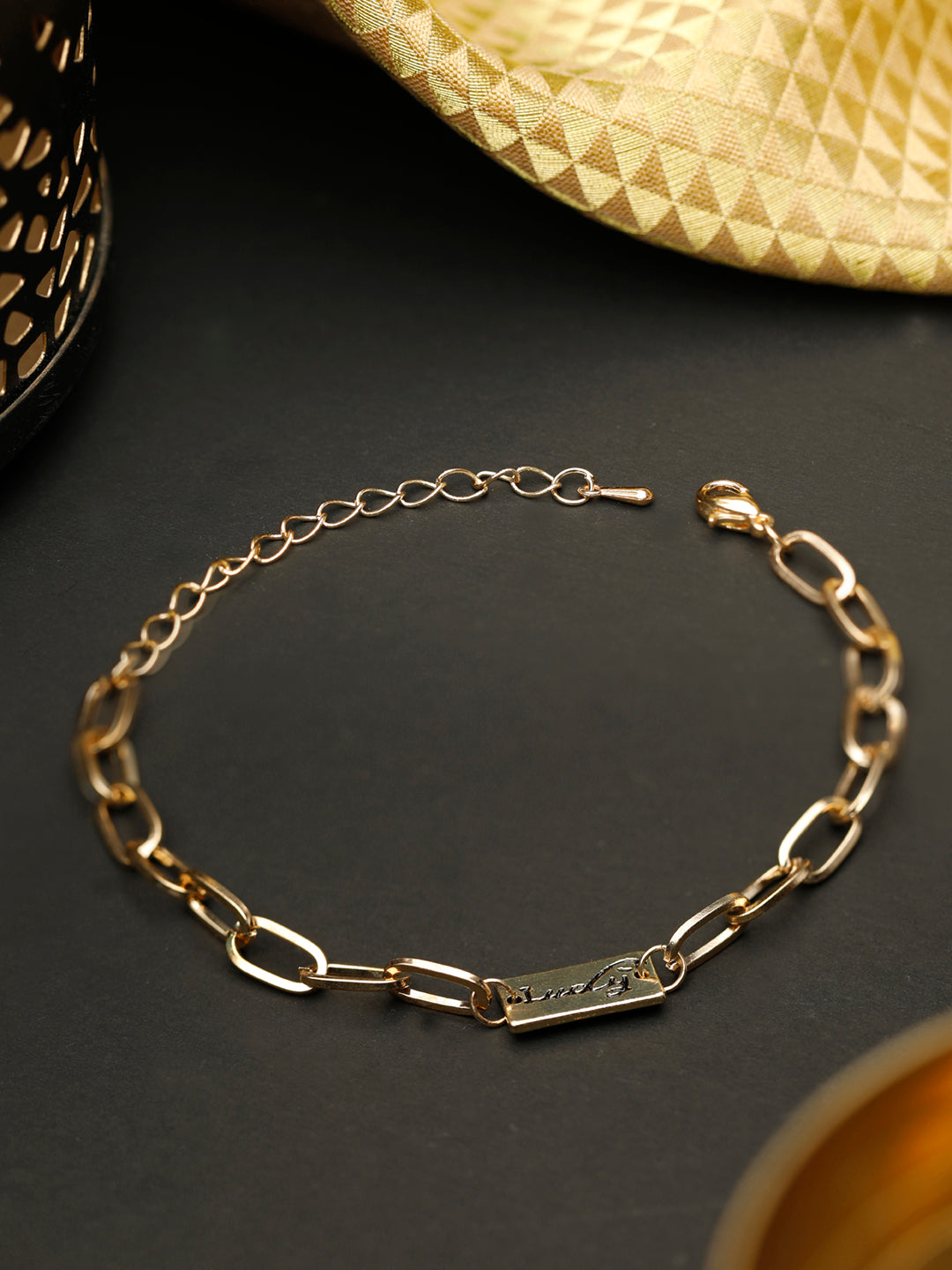 Priyaasi Women Contemparory Stones Rose Gold-Polished Link Bracelet | Grab2Buy