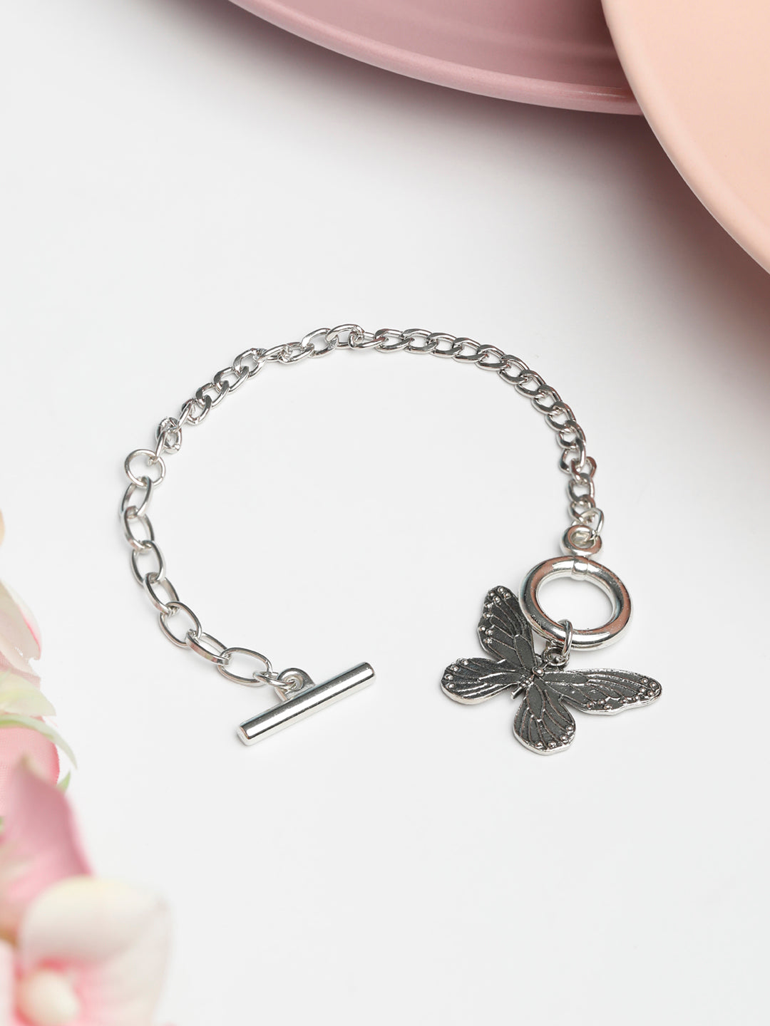 Priyaasi Women Contemparory Silver Plated Butterfly Link Bracelet | Grab2Buy