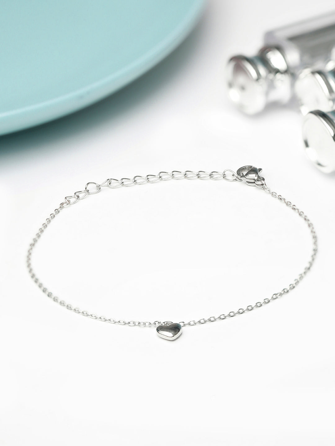 Priyaasi Women Contemporary Silver Plated Little Heart Link Bracelet | Grab2Buy