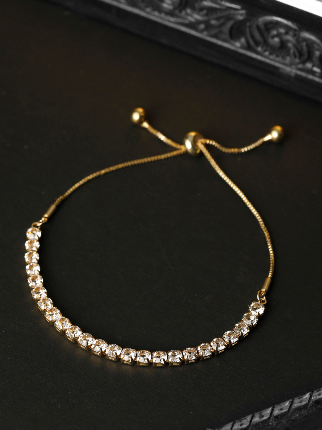 Priyaasi Women American Diamond Gold-Polished Link Bracelet | Grab2Buy