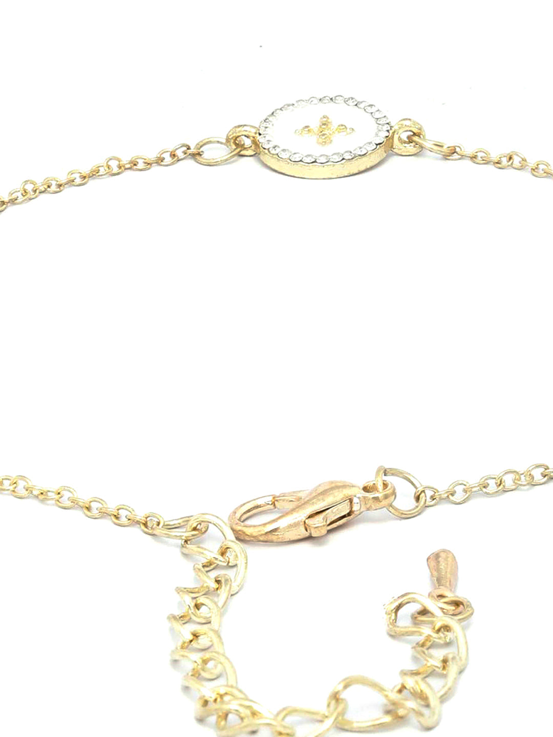 Priyaasi Women White American Diamond Gold-Polished Star Link Bracelet 