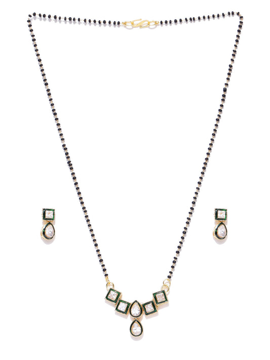 Priyaasi Gold Finish American Diamond Mangalsutra With Earrings Set For Women - Grab2buy