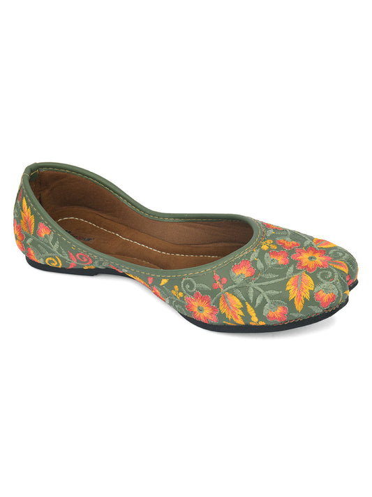 Desi Colour Women Indian Ethnic Footwear-Cushioned -Green