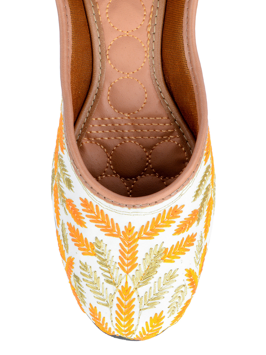 Desi Colour Women Indian Ethnic Footwear-Yellow Leaves