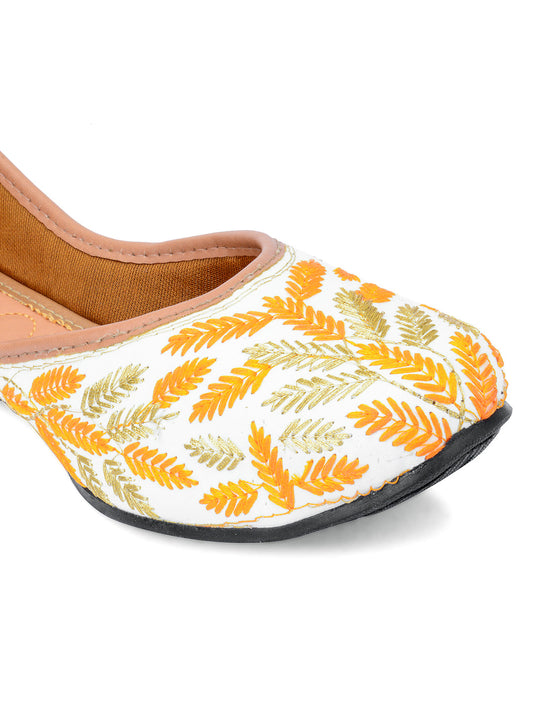 Desi Colour Women Indian Ethnic Footwear-Yellow Leaves