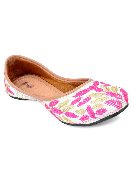 Desi Colour Women Indian Ethnic Footwear-Pink Leaves