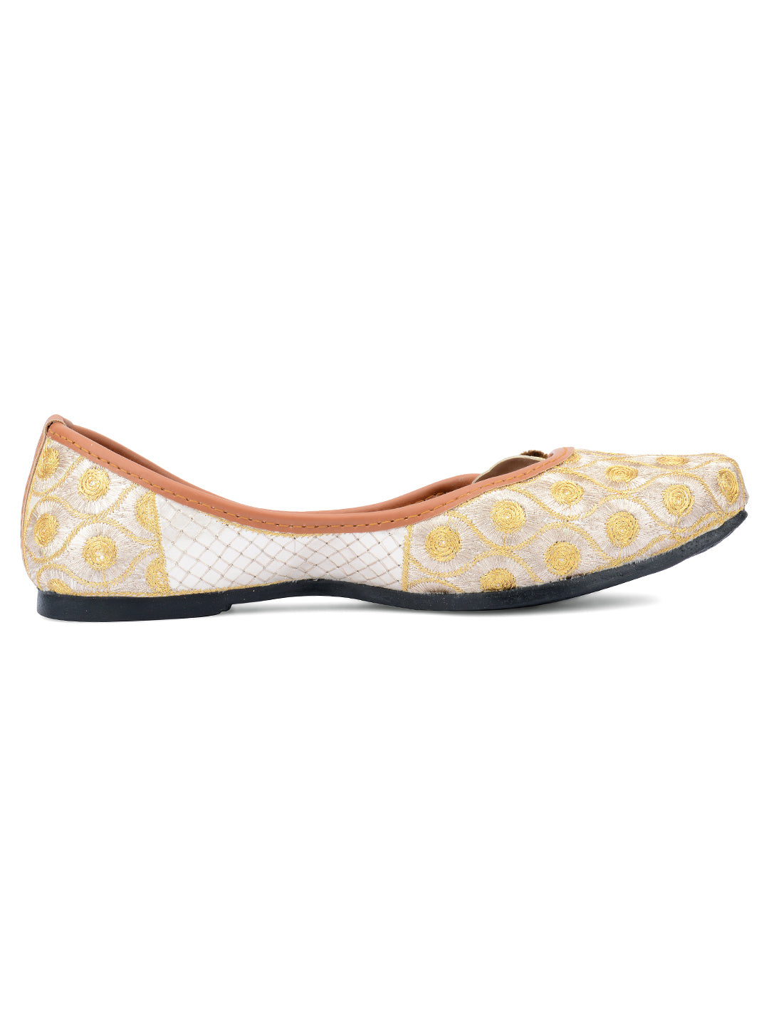 Desi Colour Women Indian Ethnic Footwear-Gold Side Flip-1