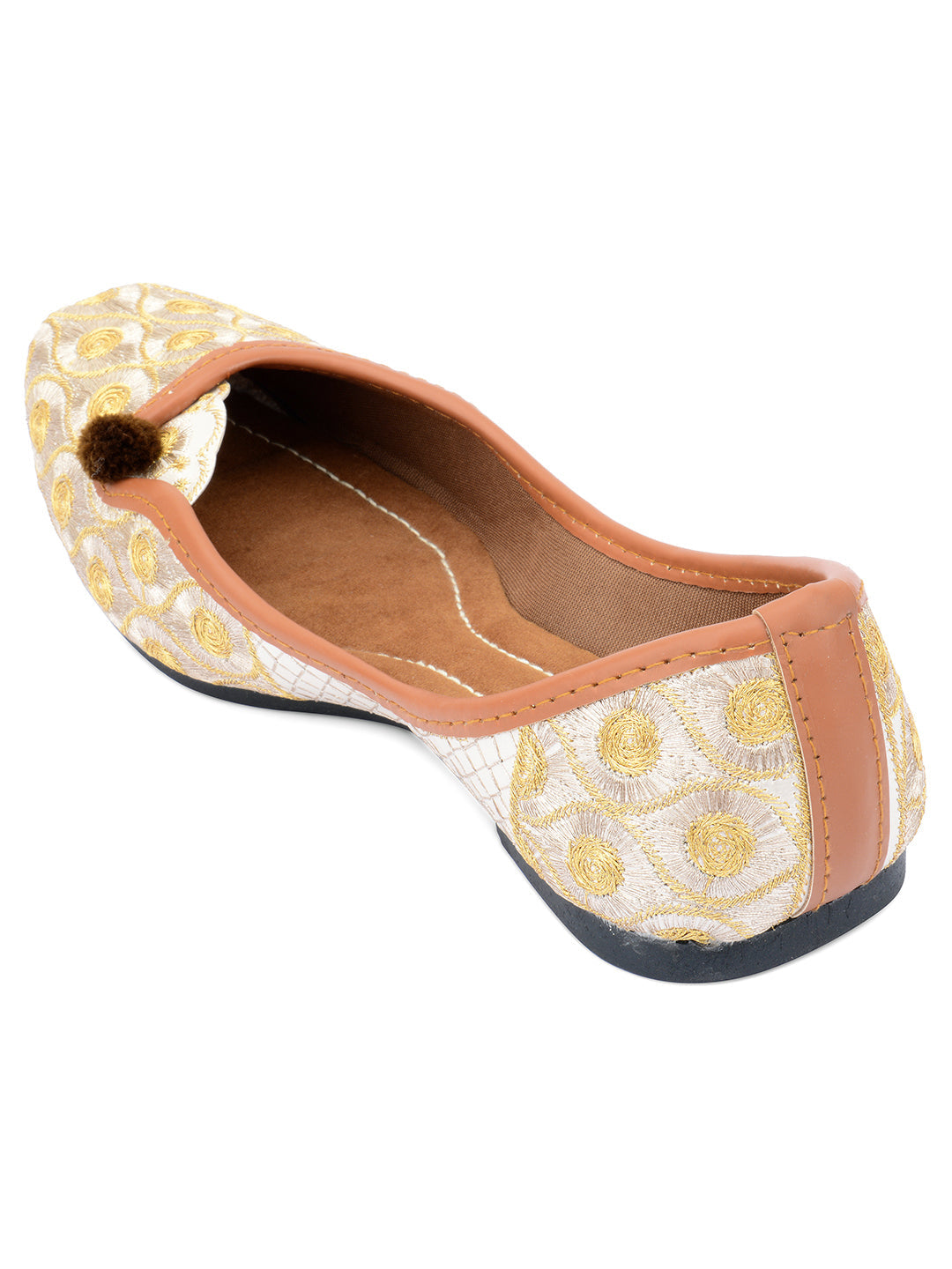 Desi Colour Women Indian Ethnic Footwear-Gold Side Flip-1