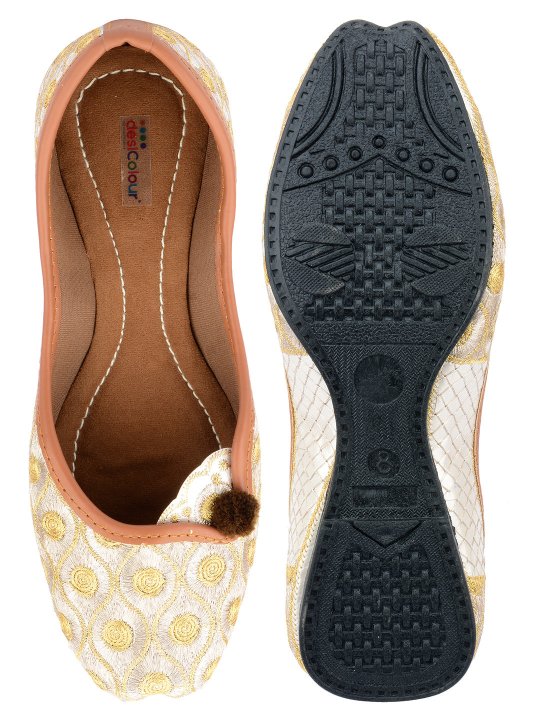 Desi Colour Women Indian Ethnic Footwear-Gold Side Flip-1