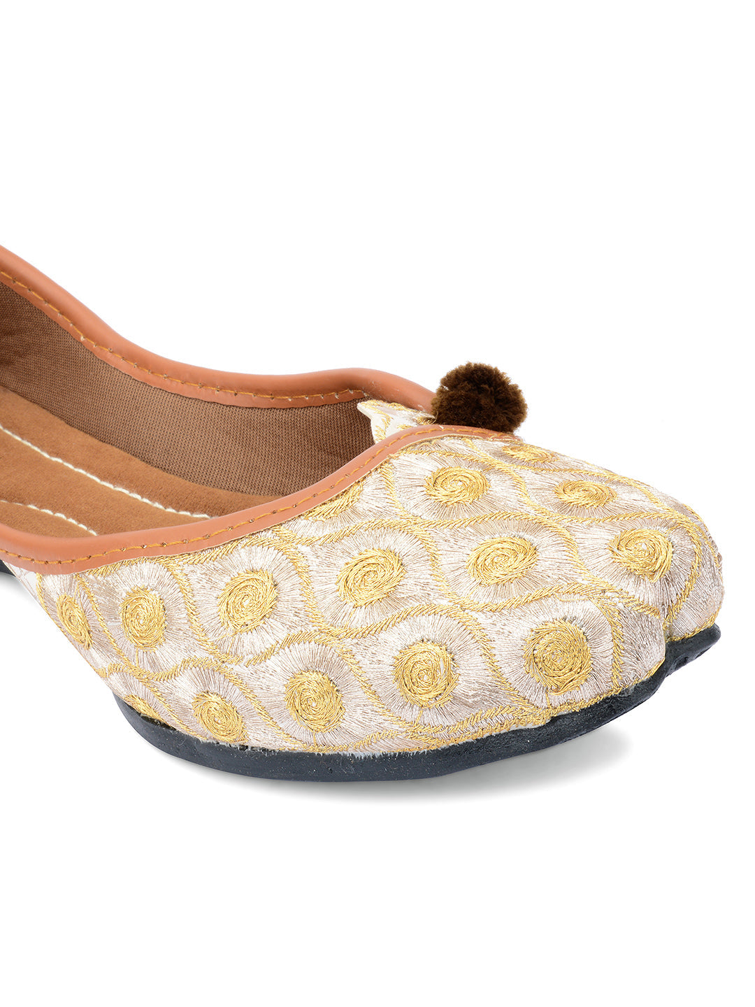 Desi Colour Women Indian Ethnic Footwear-Gold Side Flip-1