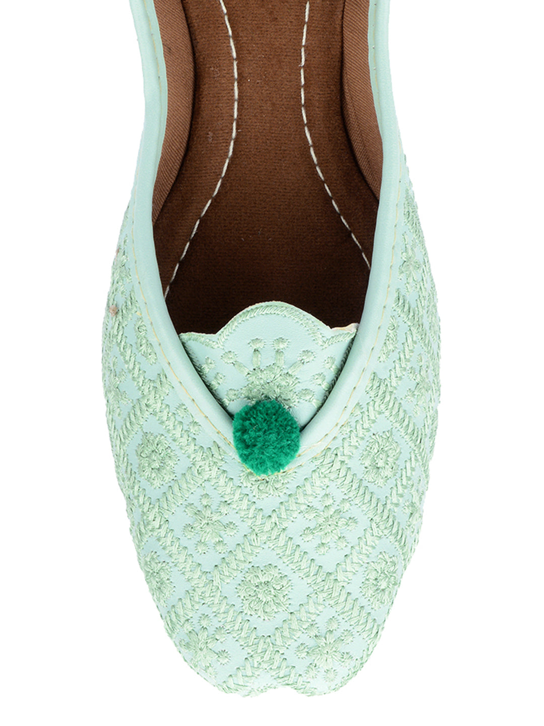 Desi Colour Women Indian Ethnic Footwear-Sea Green Front Flip