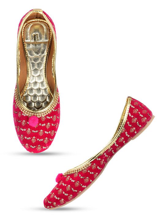Desi Colour Women Indian Ethnic Footwear-Pink Star