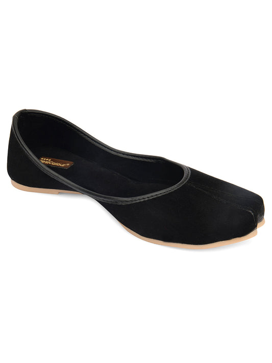 Desi Colour Women Indian Ethnic Footwear-Basic Suede -Black