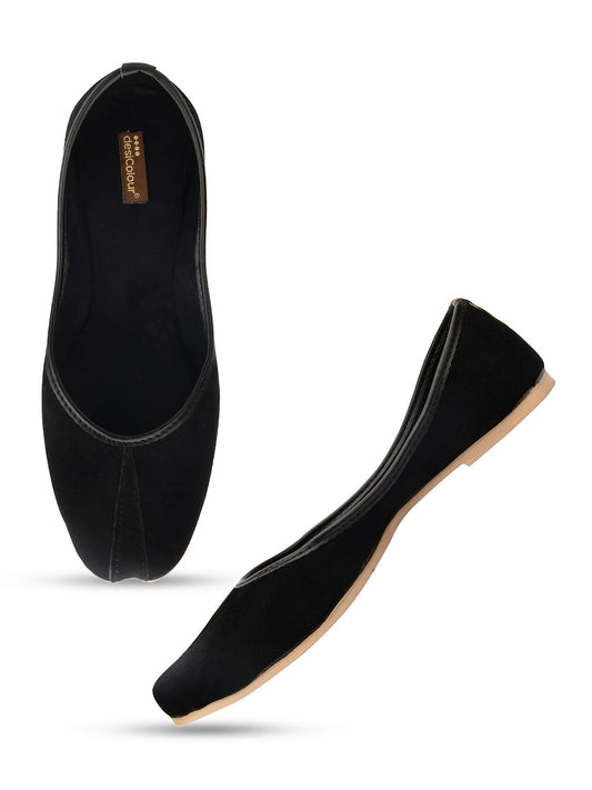Desi Colour Women Indian Ethnic Footwear-Basic Suede -Black