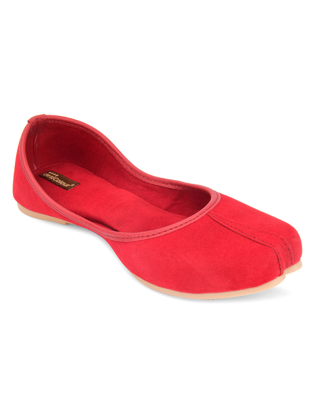 Desi Colour Women Indian Ethnic Footwear-Basic Suede -Red