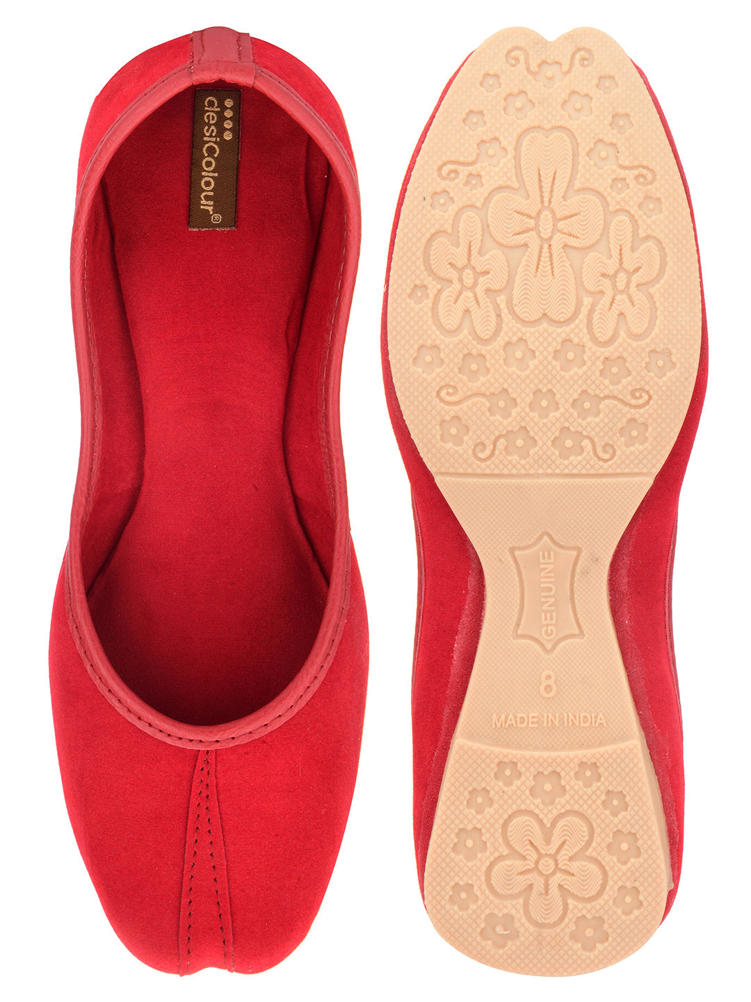 Desi Colour Women Indian Ethnic Footwear-Basic Suede -Red