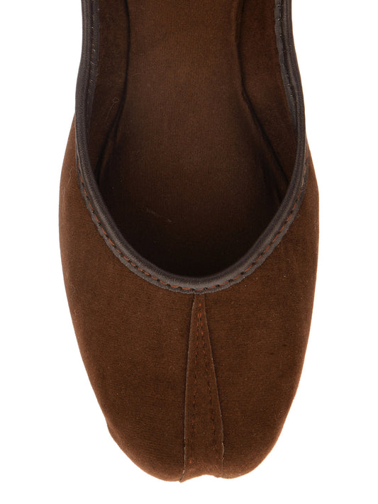 Desi Colour Women Indian Ethnic Footwear-Basic Suede -Brown
